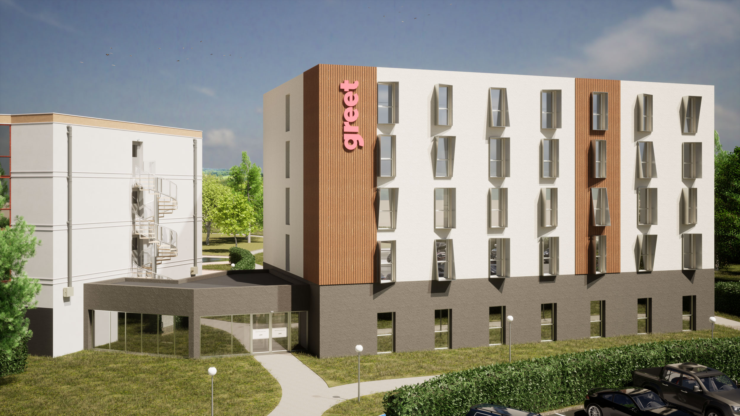 Les équipes du Groupe Améo ont été missions pour un projet concours pour la construction d'une extension d'un hotel Greet