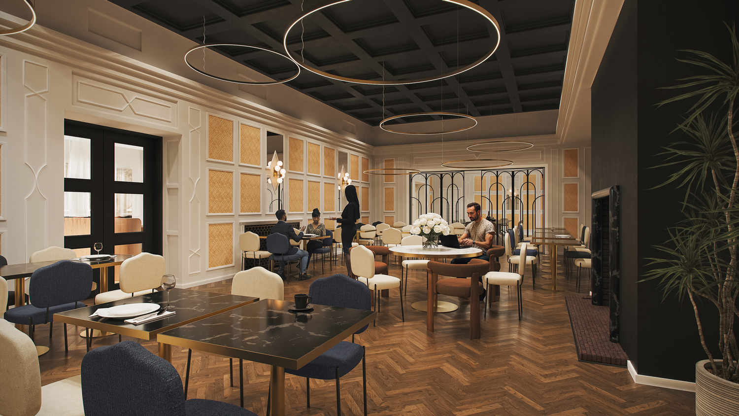 Donne coworking à l'allure terreuse des jardins botaniques situés non loin de l'hôtel.